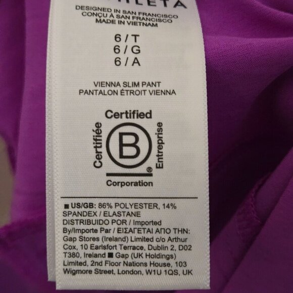Athleta Vienna Slim Brooklyn Heights Jazz Purple/Pink Pants Size 6T - Picture 8 of 9